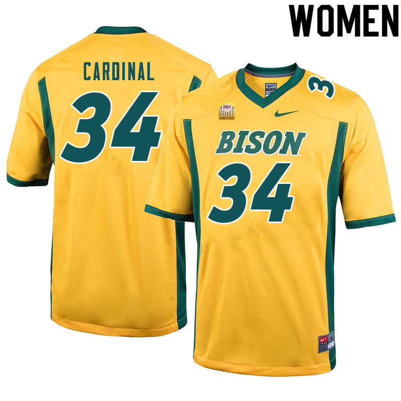 Women #34 Will Cardinal North Dakota State Bison College Football Jerseys Sale-Yellow
